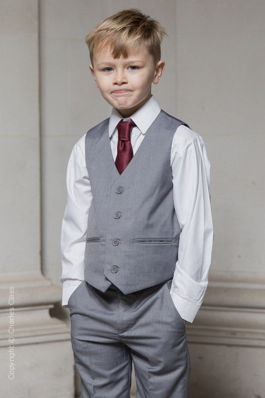 Grey tux hotsell with burgundy tie